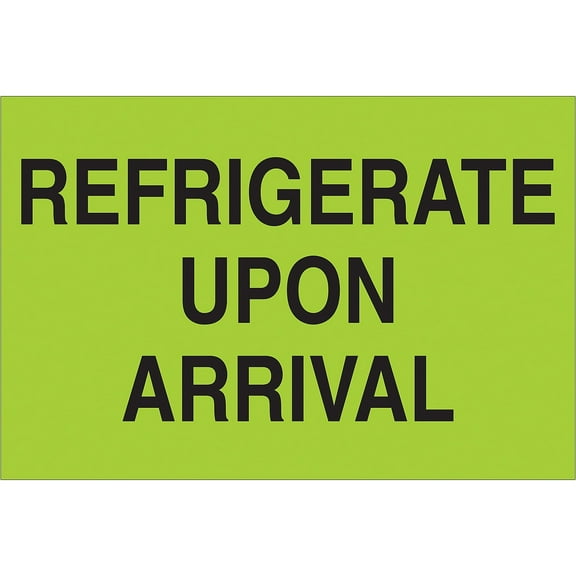 Tape Logic Climate Labels " "Refrigerate Upon Arrival" 2" x 3" Fluorescent Green DL1327