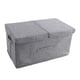 thumbnail image 3 of Caja de almacenamiento de ropa de lino de 50 x 30 cm con doble tapa, organizador de ropa, tamaño L, gris, 3 of 7