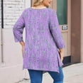 thumbnail image 5 of Elvqul Tops for Women Purple Plus Size Casual Blouses Crewneck Oversized Tunic Loose 3/4 Sleeve Womens Shirts, 5 of 5