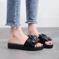 thumbnail image 3 of Xfvqtps Womens Wedge Sandals Slide Flatform Bow Flower Print Color Block Open Toe Soft Sole Non Slip Lightweight Comfortable Breathable Summer Sandals Black, 3 of 9