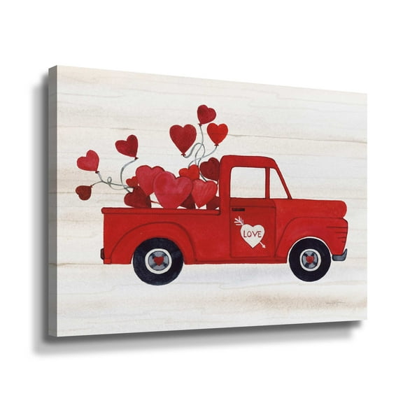 Artwall Rustic Valentine Truck, Gallery Wrapped Canvas by Kathleen Parr Mckenna