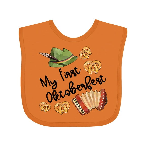 Inktastic My 1st Oktoberfest Green Hat Accordion and Pretzels Boys or Girls Baby Bib