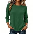 thumbnail image 4 of Women's 3/4 Sleeve Crew Neck Loose Tunic Tops, Business Casual Spring Dressy Blouses | CSEONE,Green XL, 4 of 6