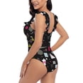 thumbnail image 5 of Yiaed Colorful Geometry Print Women's Ruffled One Piece Swimsuit V Neck Swimwear Slimming Monokini for Woman-Medium, 5 of 8
