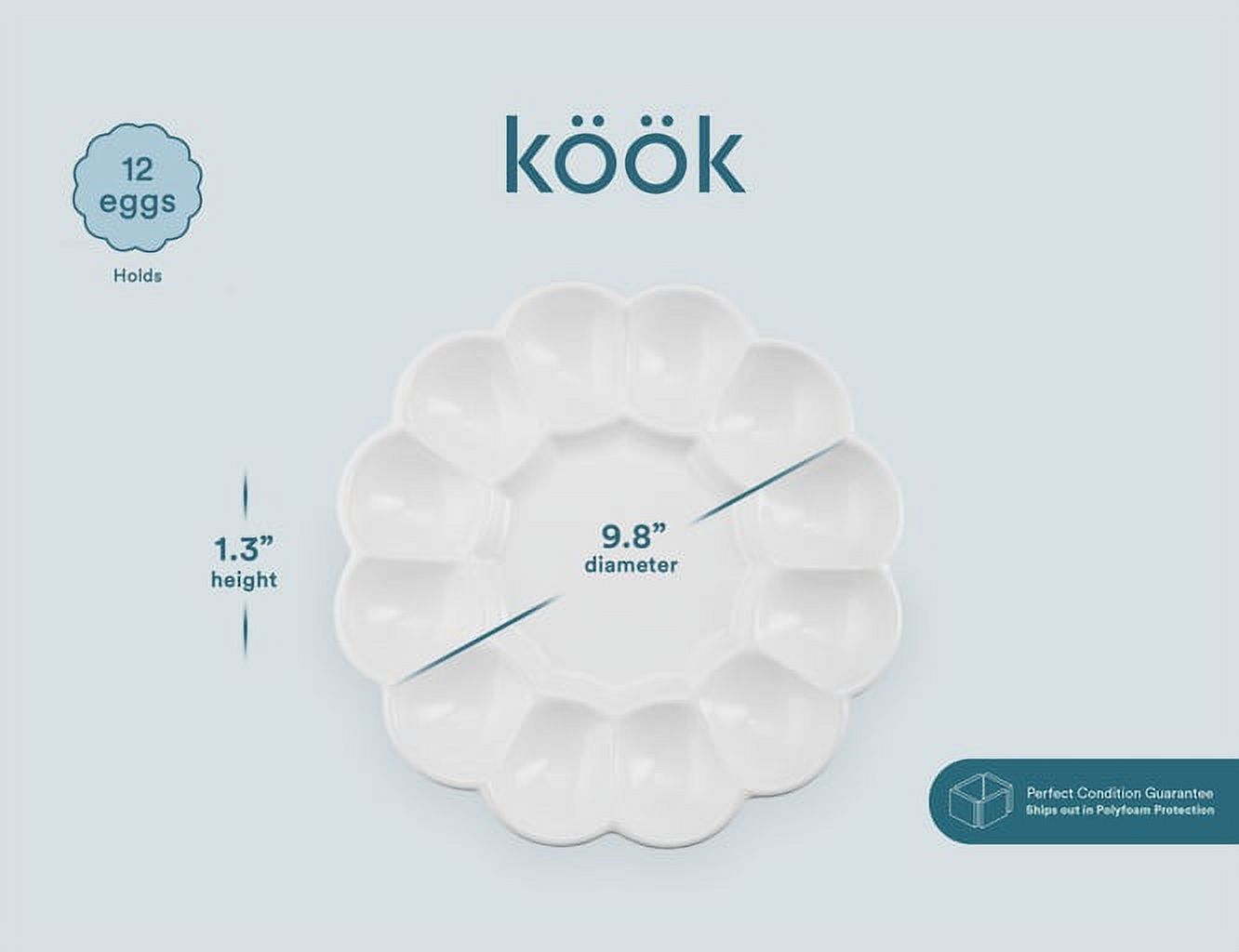 Kook Deviled Egg Tray, White Ceramic, Holds 12 Eggs - image 5 of 5