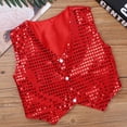 thumbnail image 7 of LiiYii Kids Boys Girls Sparkly Sequins Waistcoat Button Down Vest Jacket Hip Hop Jazz Dance Choir Red 170, 7 of 7