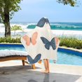thumbnail image 3 of Yayeee Kids Hooded Towels Toddler Soft Absorbent Beach Bathing Wrap 50" x 23.5", Orange Butterflies, 3 of 5