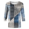 thumbnail image 4 of BangWanChi 3/4 Length Sleeve Womens Tops Plus Size Women's Fashion Printed Loose T-Shirt 3/4 Sleeves Blouse Round Neck Casual Tops, 4 of 5