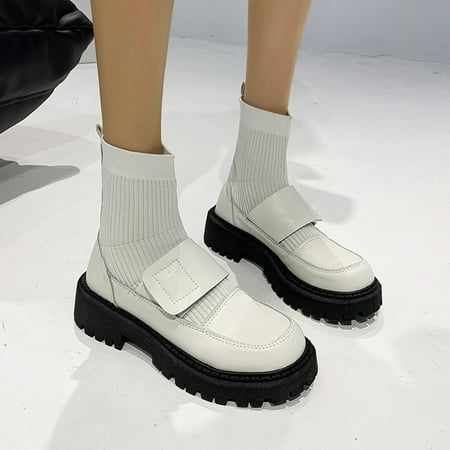 

TALKVE Women s Fashion Casual Roman Short Ankle Boots Heels Leather Shoes