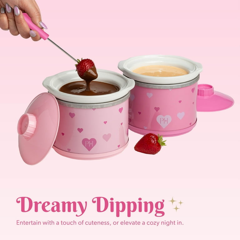Paris Hilton, Mini Dip Warmer, 0.65 Qt Heart Set of 2, Pink