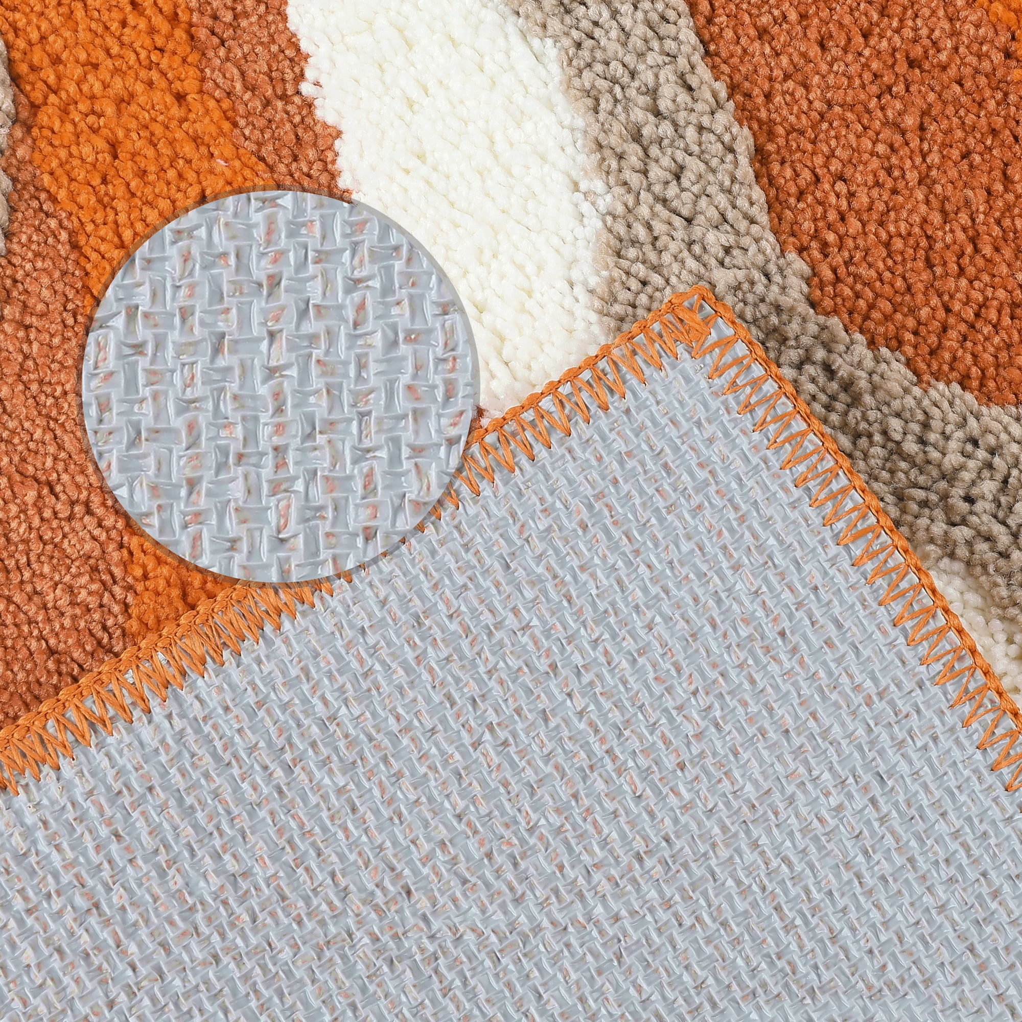 Unique Bargains Bathroom Rug Soft Bath Mat Non-Slip Thickening Bath Rugs Orange 20"x32"