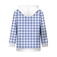 thumbnail image 4 of Njagoc3 Womens Plaid Gingham Zip Up Hoodie Drawstring Long Sleeve Loose Fit Fleece Sweatshirt with Pockets Casual Fall Outerwear for Picnic Travel，Sky Blue，XL, 4 of 6