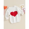 thumbnail image 3 of Suealasg Baby Girls Valentine´s Day Knit Sweater Newborn Long Sleeve Heart Print Sweater 3M 6M 9M 12M 18M Toddler Girls Winter Loose Fit Pullover Sweater, 3 of 9