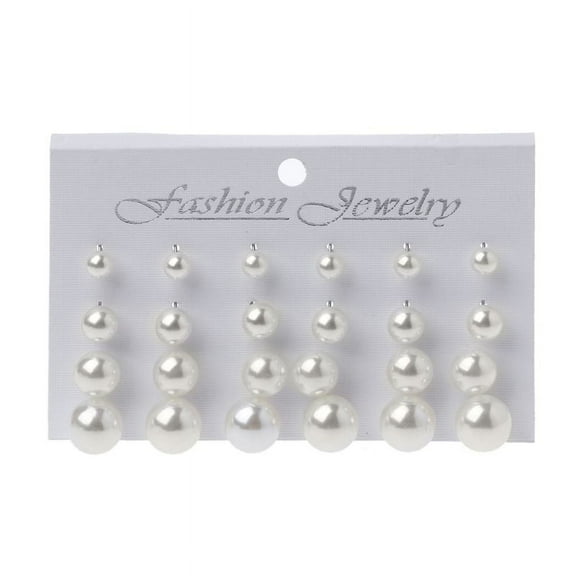 Apooke Beautiful Simulated Pearl Stud Earrings 12 Pairs Hypoallergenic Stud Earrings All-match Jewelry Set for Daily Wear