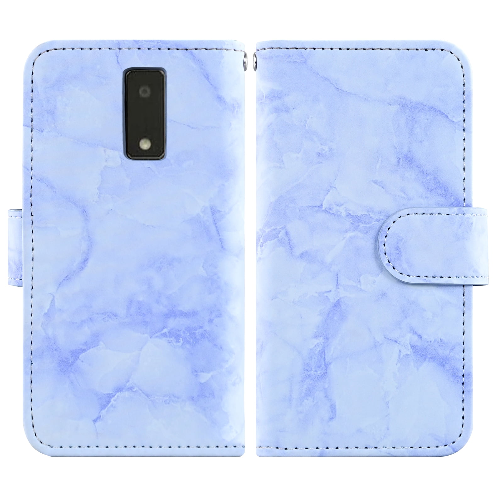 Asuwish Compatible with Tracfone BLU View 4 B135DL Wallet Phone Case and Tempered Glass Screen Protector Marble Faux Leather Flip Credit Card Holder Cell Cover for BLUE View 2 2023 View4 135DL Blue