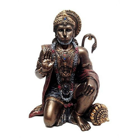 Ramayana Hanuman Monkey Hindu God Decorative Figurine 6"H Altar Sculpture