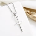 thumbnail image 3 of Amy and Annette 14k White Gold Plated Polished Minimalist Petite Cross Pendant Necklace, 3 of 3