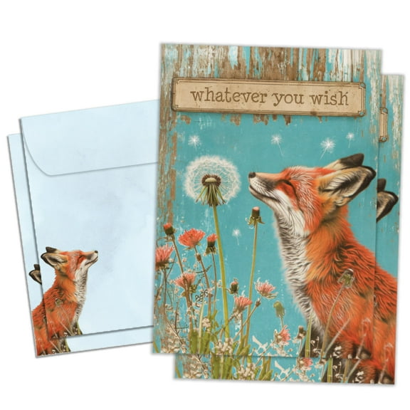 Tree-Free Greetings Birthday Greeting Card 2 Pack, 5 x 7, Fox Wishes (GT69925)