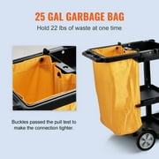 VEVOR Commercial Janitorial Janitor cart 3-Shelf 200 lbs Janitorial Trolley Cleaning Cart with 25 Gallons PVC Bag for Housekeeping Office