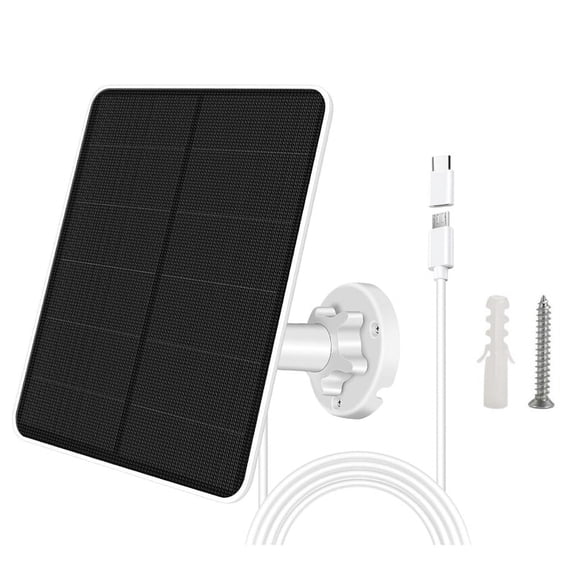Solar Panel for Security Camera,5W Solar Panel with Micro-USB & USB-C Port,IP65 Waterproof Security Camera Solar Panel