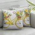 thumbnail image 2 of Nawypu  Vintage Throw Pillow Cushion Cover, Watercolor Style Effect Bicycle Leaves and Flowers in The Basket Pattern, Decorative Square Accent Pillow Case,White and Yellow 2pc, 2 of 6