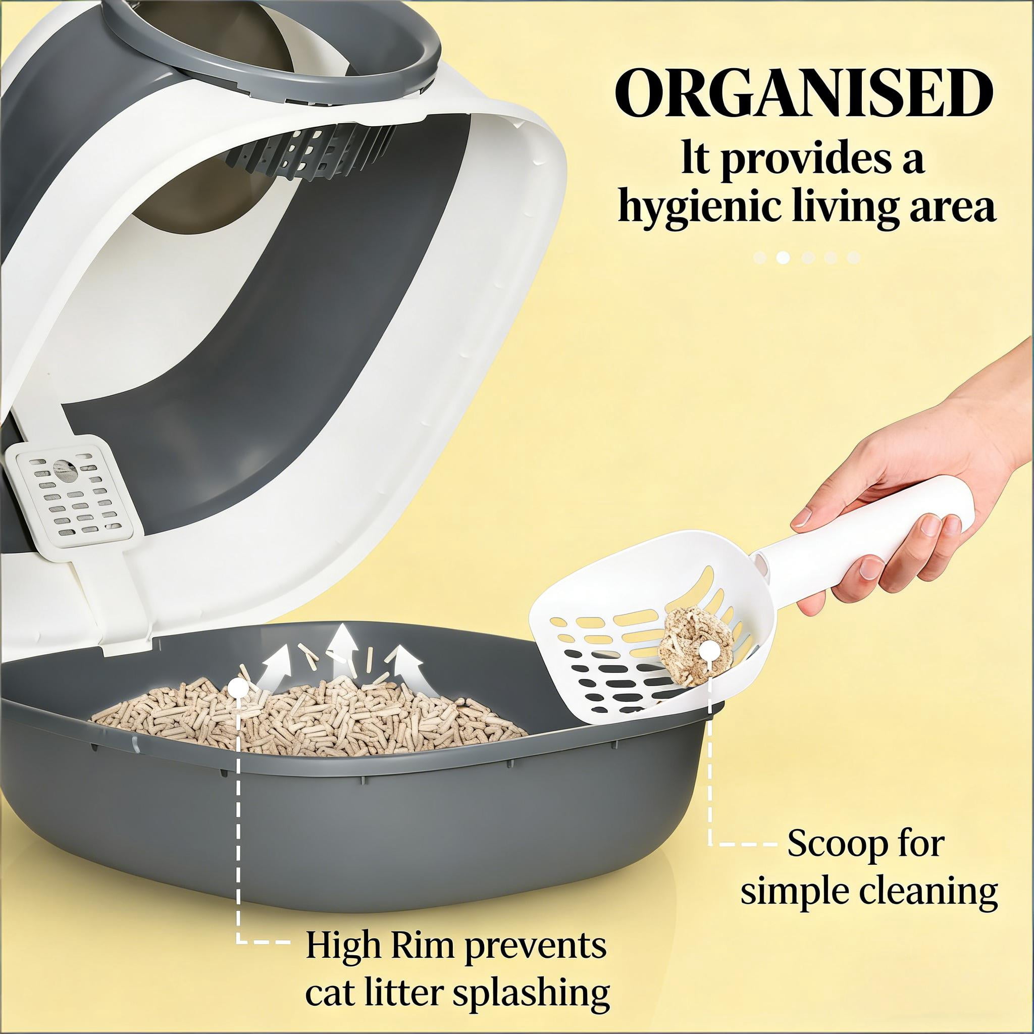 Foldable Enclosed Cat Litter Box with Lid, Anti-Tracking Covered Litter Box Includes Scoop and Air Freshener, High Edge Anti-Splash Design Portable Cat Toilet for Cats Up to 10 lbs