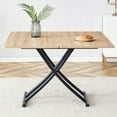thumbnail image 2 of Gzxs Foldable Dining Table, 4 in 1 Multi-Function Wooden Lift Coffee Table Convertible to Dining Table for Small Space, Adjustable Transforming Table with Black Metal Legs, Space Saving (Natural), 2 of 10
