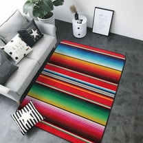 Area Rugs For Living Room Decor - Mexican Serape Blanket Stripes Soft Anti Slip Throw Washable Rugs 5x7 For Bedroom, Indoor Carpet For Bedroom Living Room 80x58In