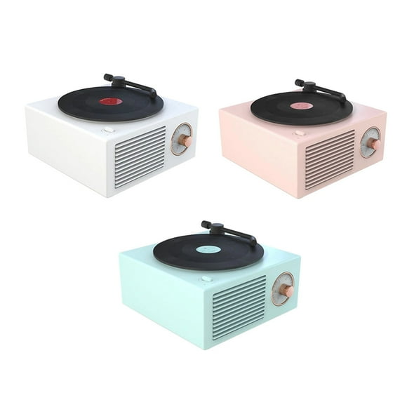 Turntable Speaker USB Bluetooth V5.0 Bluetooth Turntable Speaker Vinyl Vinyl Record Player Stereo Vintage Portable Speaker, Pink