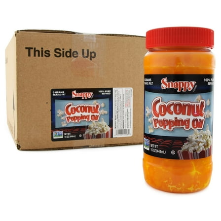 Snappy Butter Flavored Pure Coconut Oil for Home Movie Theater Popcorn, 15 Oz - 12 Pack