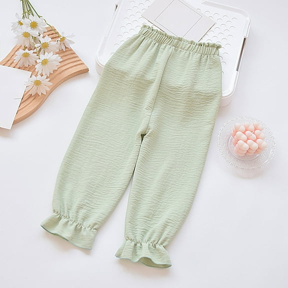 SNKSDGM Anniversary Girls Summer Pants Toddler Soft Breathable Loose Fit Casual Wide Leg Baby for 12 Months To 6 Years