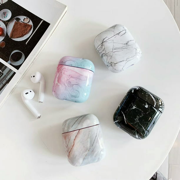 AirPods Case, GMYLE Hard Shell Protective Shockproof Earbuds Case Cover with Keychain Kit Set Compatible for Apple AirPods 1 & 2 (White Marble) - Walmart.com