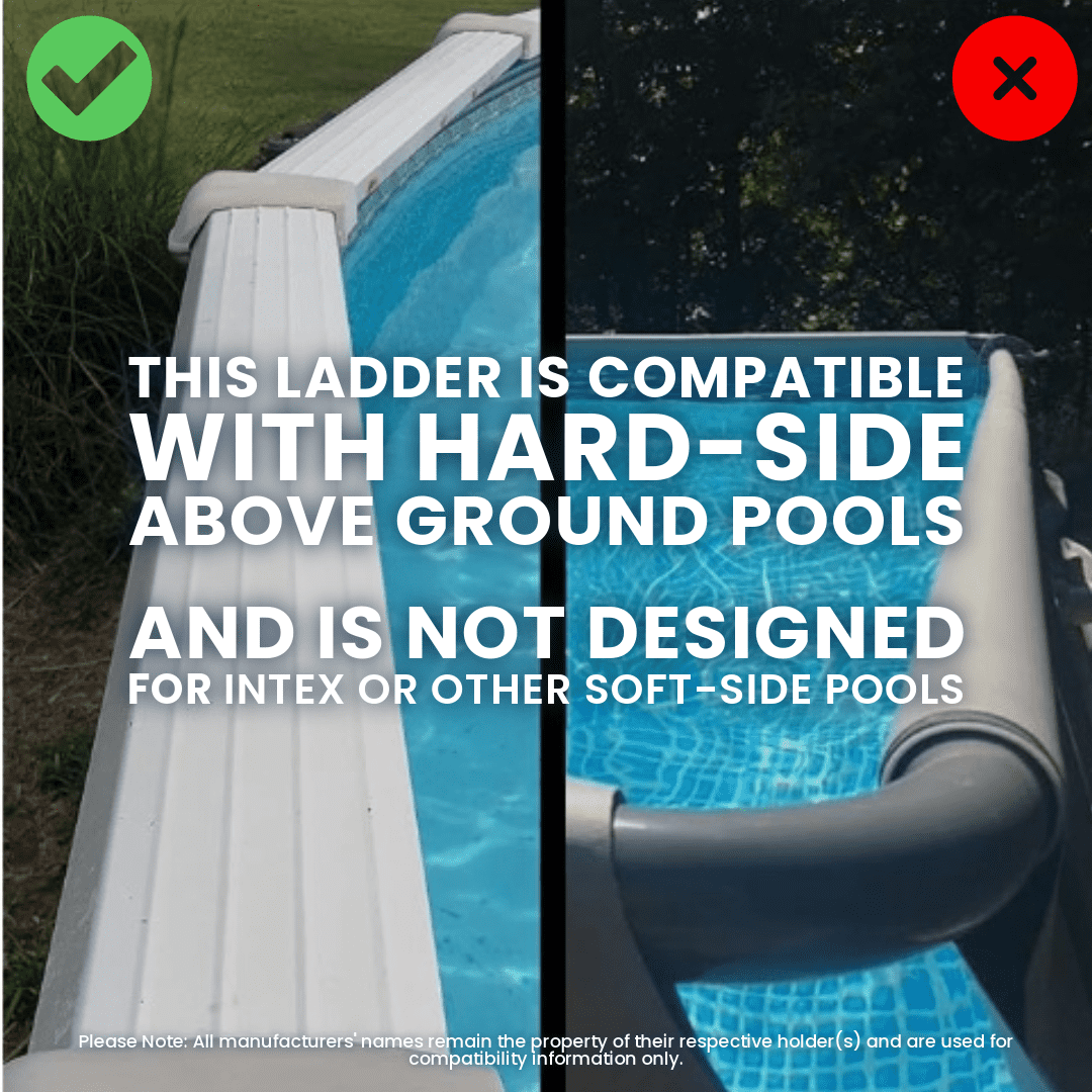 Poolzilla Pool Step Ladder for Above Ground Pools - A-Frame Flip Up Ladder w/Non Skid Platform - for 48’’ to 54’’ in. Above Ground Pools