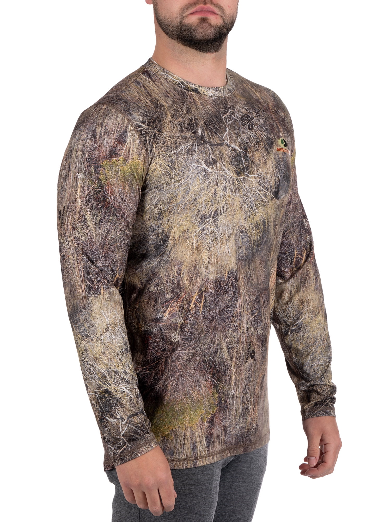 Men's Long Sleeve Camo Tee Hunting Performance Shirt by Mossy Oak, Sizes S-3XL