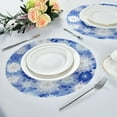 thumbnail image 4 of 15.4" Round Placemat Set of 6 Polyester Fabric Place Mats Non-Slip Dining Kitchen Table Mats for Kitchen Party Decor Blue and White Snowflake, 4 of 5