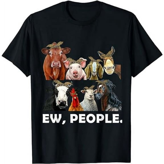 Funny Farm Animals Ew People Leopard Bandana for Animal Lovers Unisex Graphic Tee