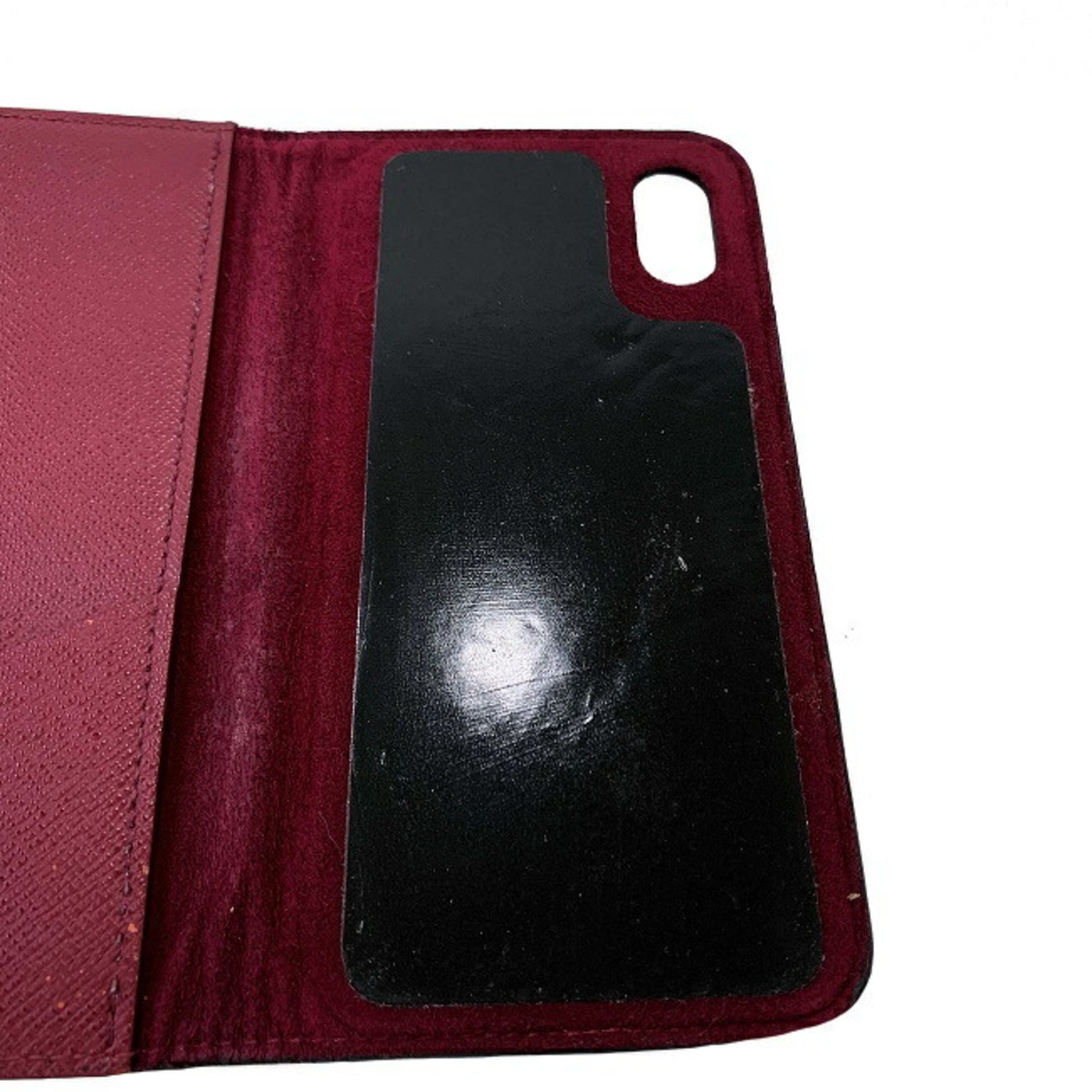 Authenticated Used Louis Vuitton Cover iPhone X Xs Folio Red Scarlet  Monogram Amplant M63588 Notebook Type Leather BC4168 LOUIS VUITTON  Smartphone Case Eyephone Ladies Genuine 