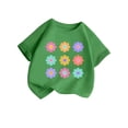 thumbnail image 4 of WQNVRNR Girls Summer Short Sleeve Tee- Crewneck Cotton Printed Casual Cute T Shirt Army Green Size 6, 4 of 7