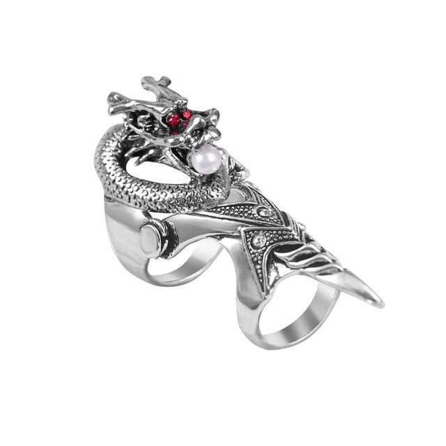 Punk Gothic Knuckles Anillos dobles de dedo completo, Armadura de bronce Anillos geniales Anillos de bisagra de punk rock Anillos activos Hombres Mujeres Disfraces de Halloween Cosplay Accesorios Reg JAMW Sencillez