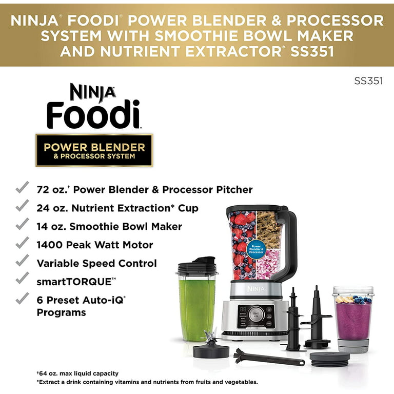 Ninja Foodi SS351 Power Blender & Processor System with Smoothie