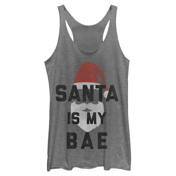 Women's Lost Gods Christmas Santa is my Bae  Racerback Tank Top Gray Heather Small