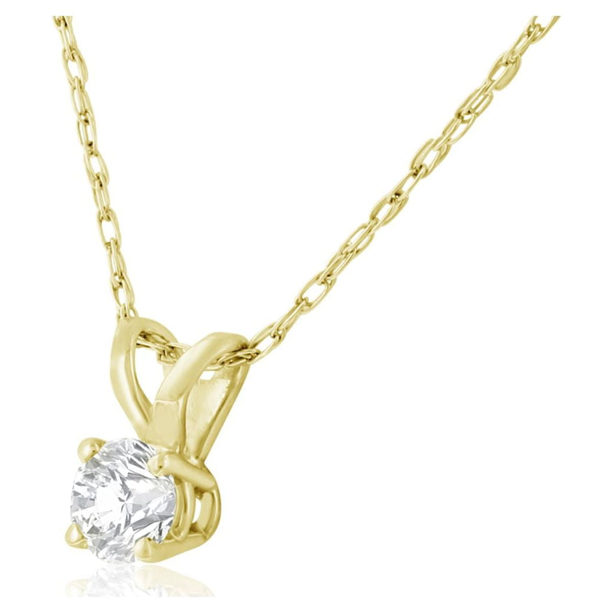 SuperJeweler 14 Karat Yellow Gold 1/6 Carat Diamond Solitaire Necklace for Women, 18 Inches, Diamond Necklace for Women