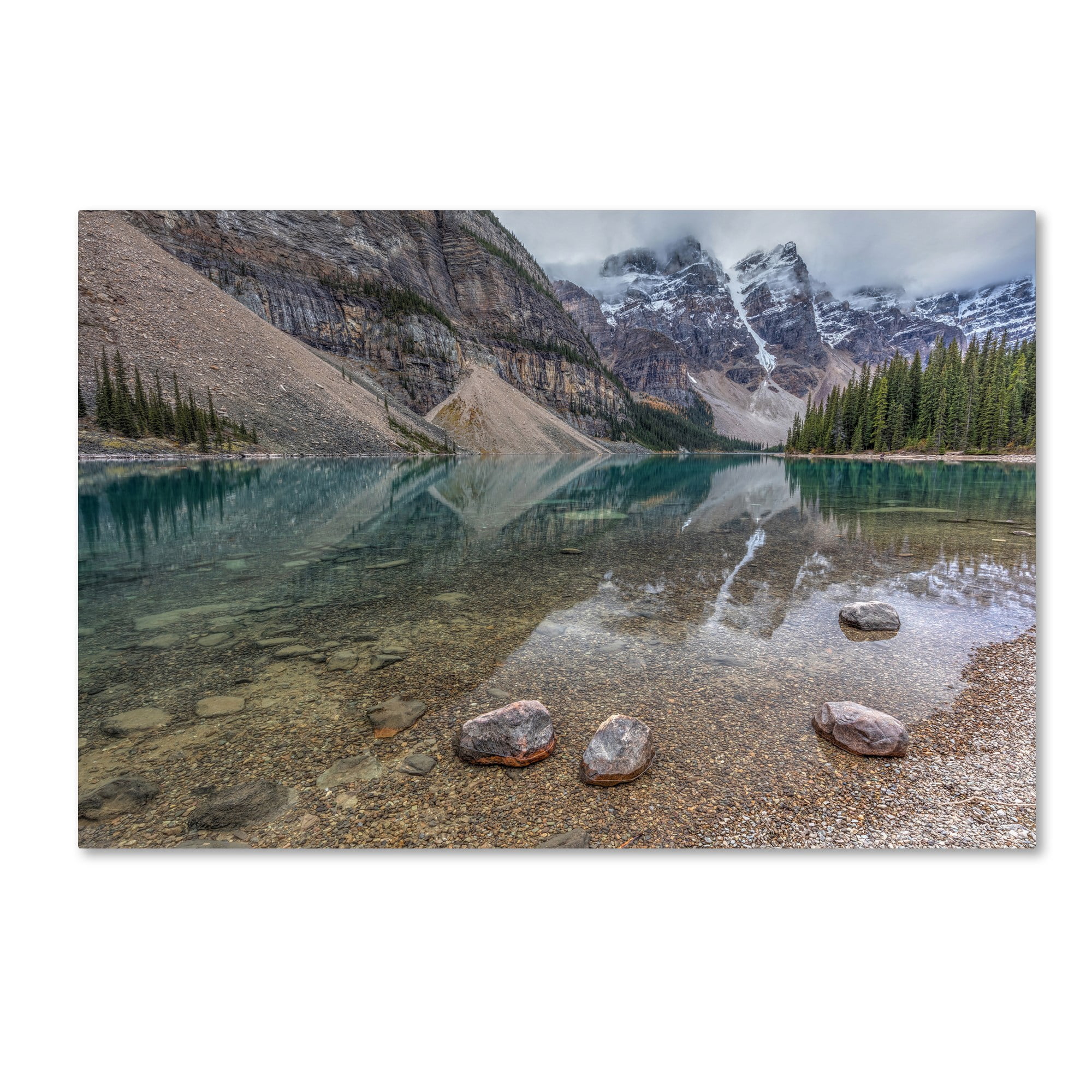 Trademark Fine Art 'Calm Moraine Lake ' Canvas Art by Pierre Leclerc