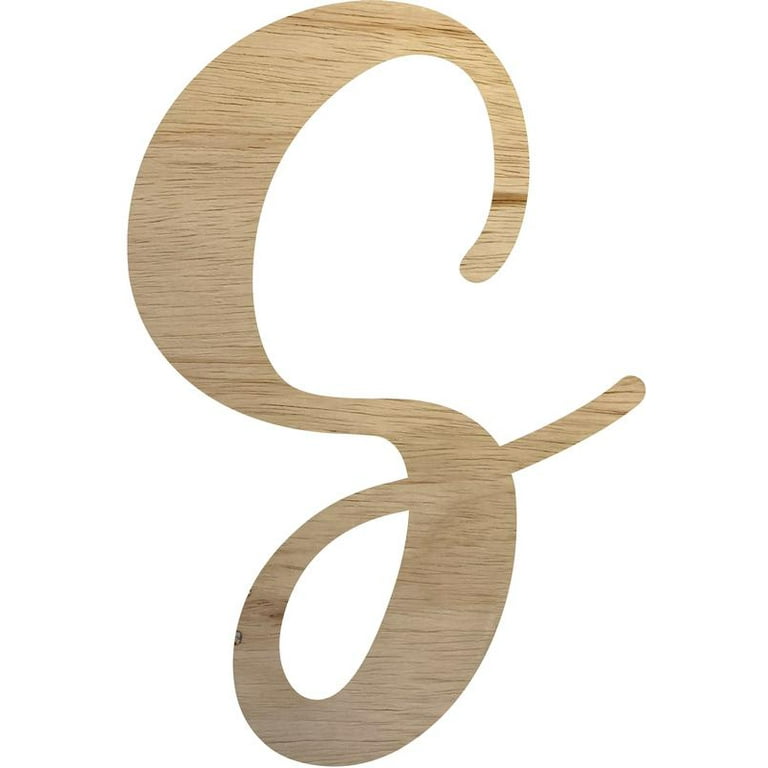 Wooden Letter Cursive S, Unfinished 8'' Craft Wood Letter, Paintable DIY