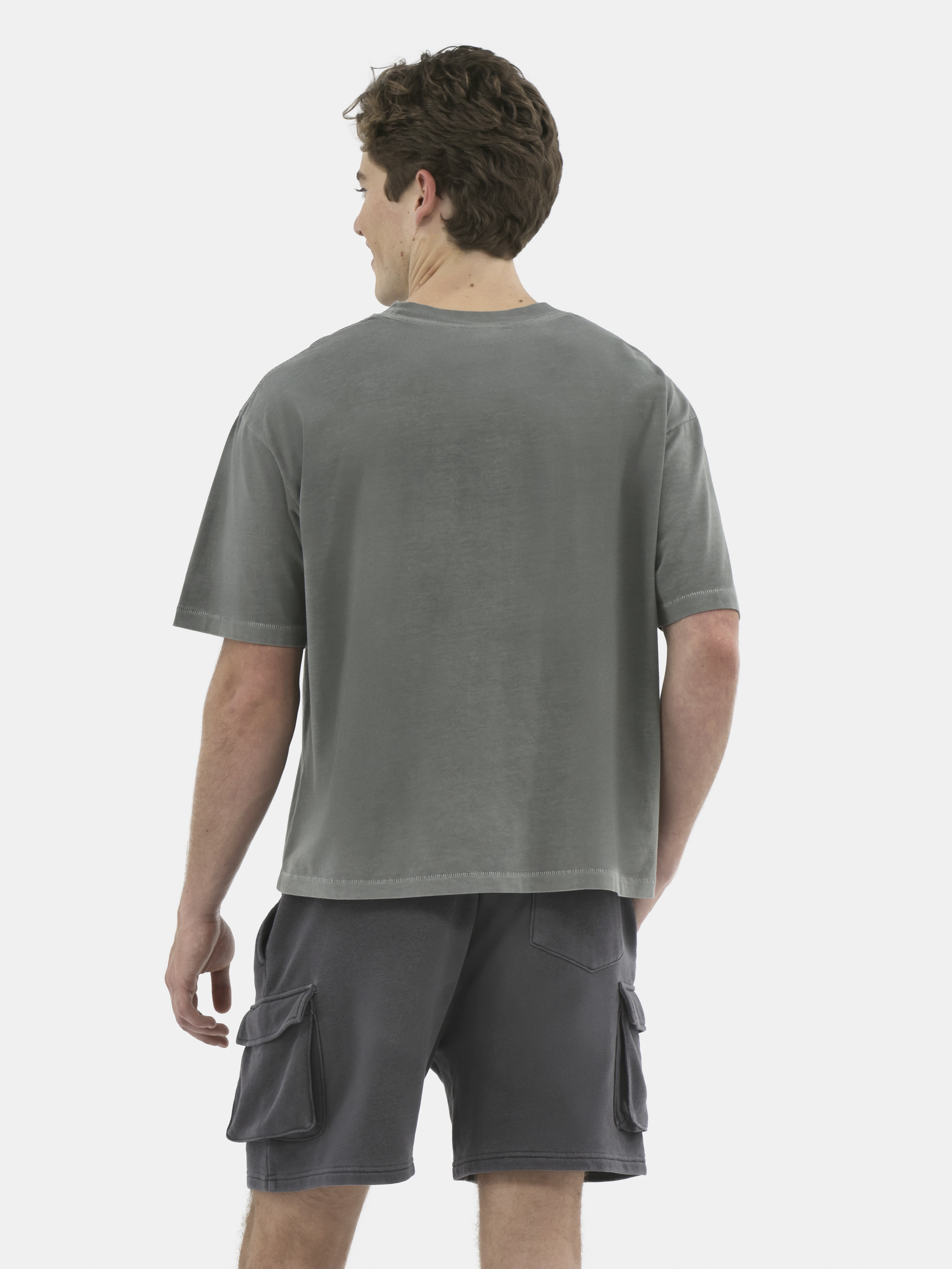 No Boundaries Cotton Oversized Cropped Tee with Short Sleeves, 2-Pack, Men's and Big Men's XS-5XL