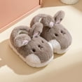 thumbnail image 1 of Pantuflas de conejito peludas y cálidas de invierno 210 (gris), zapatos de conejo para niños, lindas y cómodas pantuflas de animales esponjosas, zapatos de algodón para el hogar para niñas con suela gruesa Rojo Verde, 1 of 5