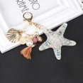 thumbnail image 5 of Silver Cross Rhinestone Keychain Charm Pendant Purse Bag Crystal Key Holder Arts Craft Pendant Inspiration Key Ring (starfish&shell), 5 of 5