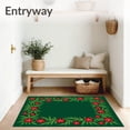 thumbnail image 3 of ODIKA 2'x3' Machine Washable Non-Slip Area Rug, Joyful Holly Berry Wreath Celebration Floor Covering High Traffic Rug with Pad, Green, 639449, 3 of 8