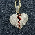 thumbnail image 3 of Yesbay Broken Heart Pendant Rhinestone Couple Chain Necklace Jewelry-Golden, 3 of 6