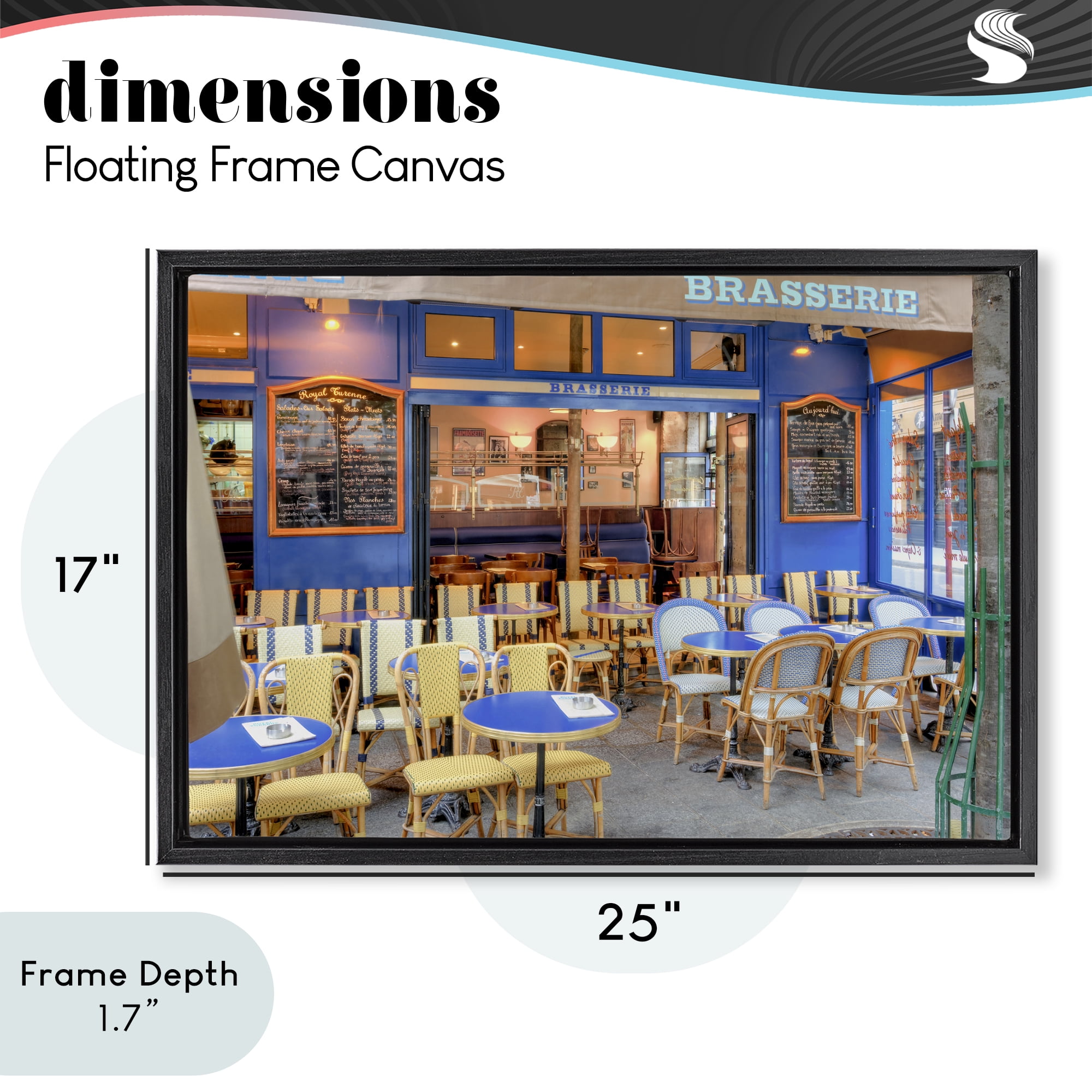 Stupell Industries Parisian Brasserie Terrace Black Framed Floater Canvas Wall Art, design by Alan Blaustein